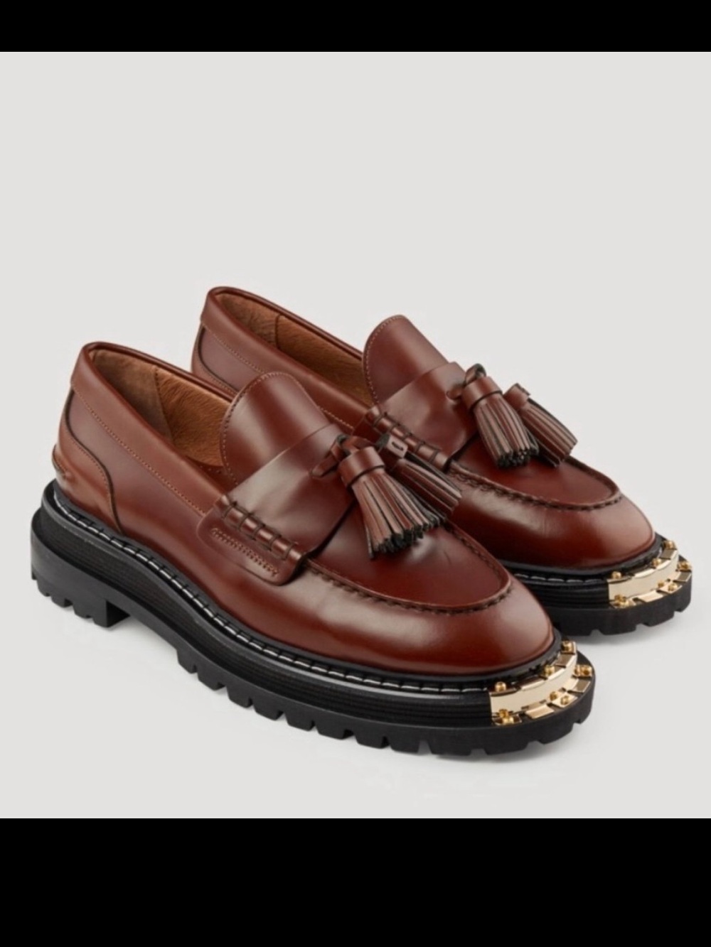 Sandro Paris Women’s Brown Platform Lug Sole Loafers Embellished Tassel - Picture 1 of 11